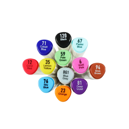 Mont Marte Dual Tip Alcohol Marker Set of 12