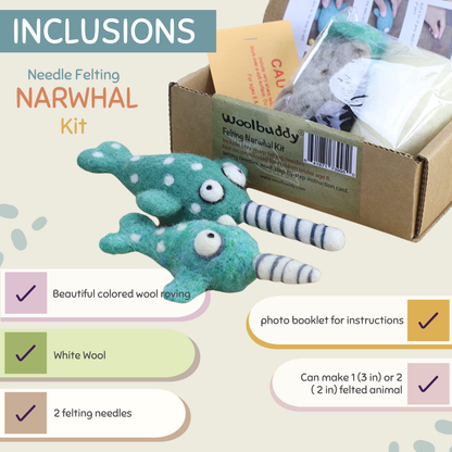 Woolbuddy Needle Felting Kit "Narwhal"