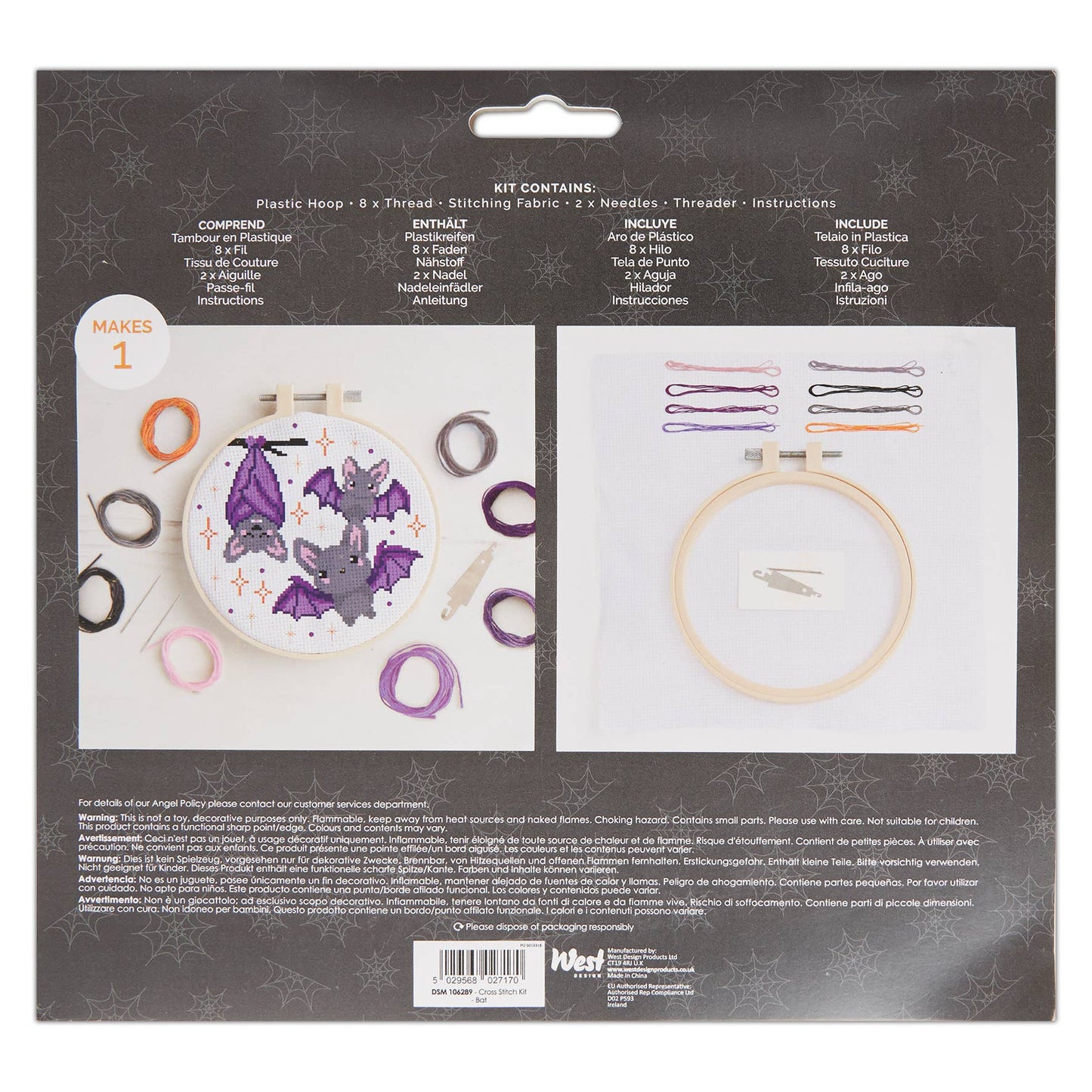 Cross Stitch Kit "Halloween Bats"