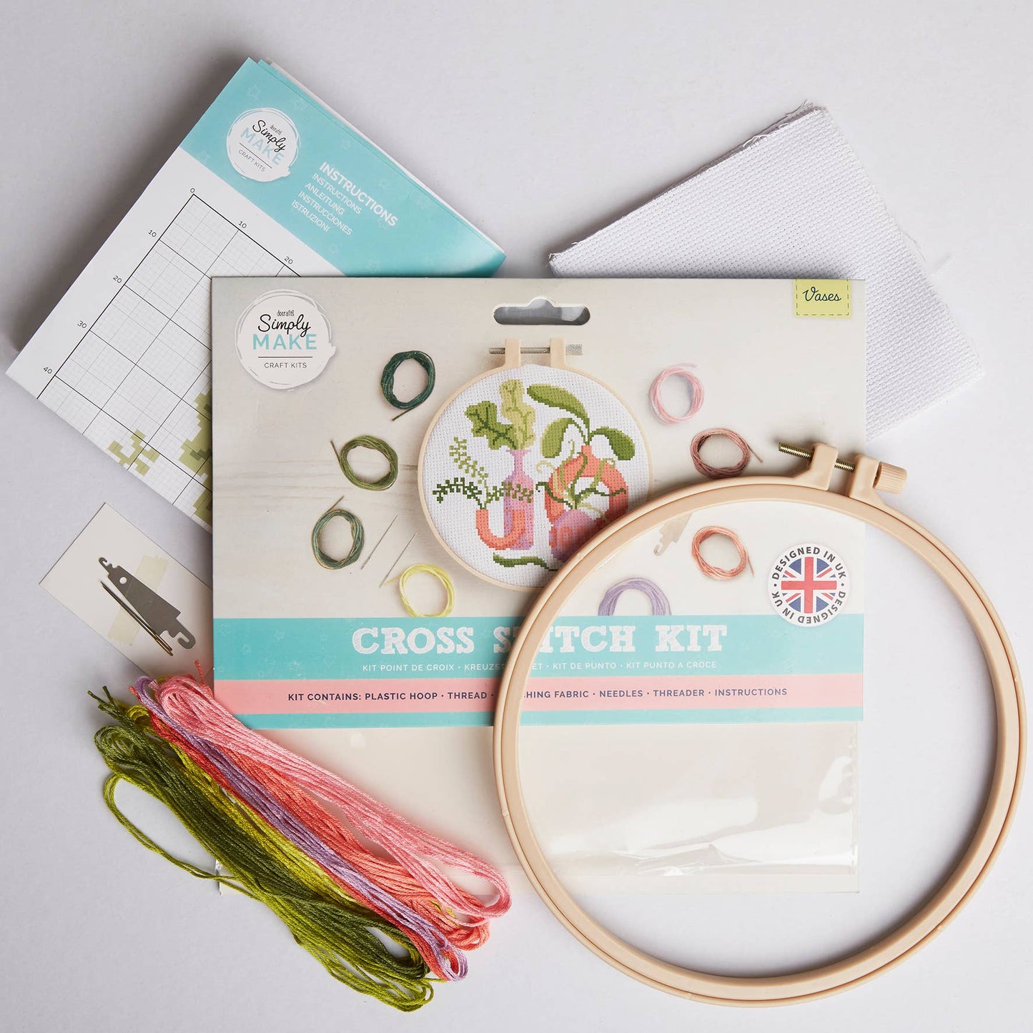 Simply Make Cross Stitch Craft Kit - Vases Design