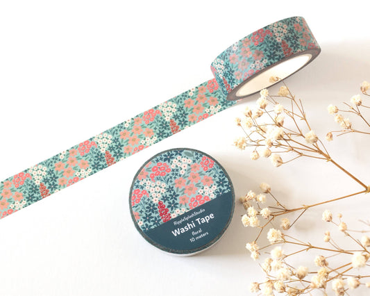 Teal Garden Floral Washi Tape