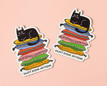 "Enjoy Doing Nothing Cat" Vinyl Sticker
