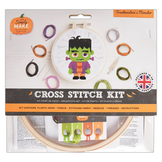 Cross Stitch Hoop Embroidery Kit "Frankenstein's Monster"