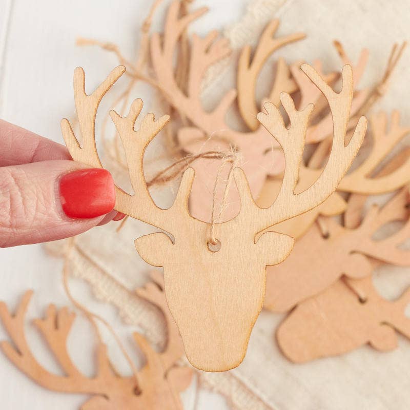 3" DIY Laser Cut Deer Head Wood Ornaments