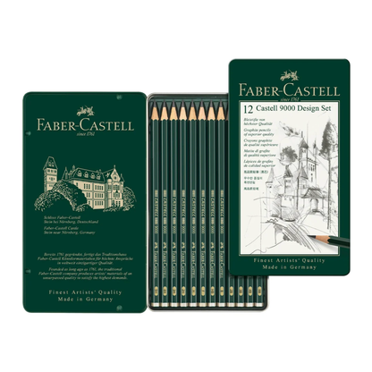 Faber-Castell 9000 Graphite Pencils Set of 12 (Design) 5H-5B