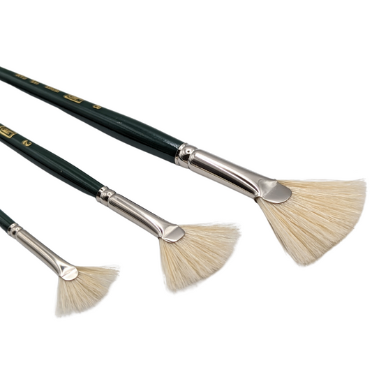 HJ Series 115 Hog Bristle Fan Brush Short Handle