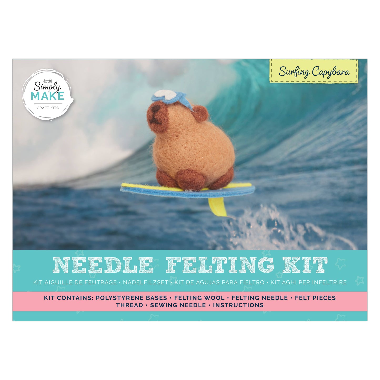 Needle Felting Kit "Surfing Capybara"