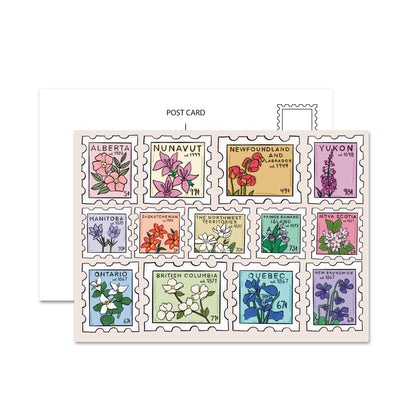 🇨🇦 "Canada Provincial Floral Postage Stamp" Postcards
