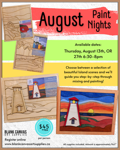 Guided Paint Nights: AUGUST Dates
