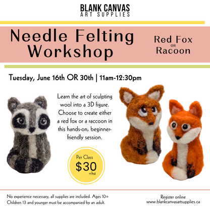 Needle Felting Workshop: Tuesday, June 16 OR 30 from 11am-12:30pm