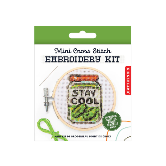 Kikkerland Mini Cross Stitch Kit - Pickle Jar