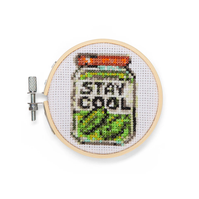 Kikkerland Mini Cross Stitch Kit - Pickle Jar