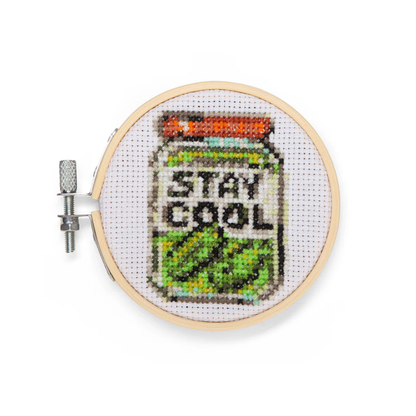 Kikkerland Mini Cross Stitch Kit - Pickle Jar