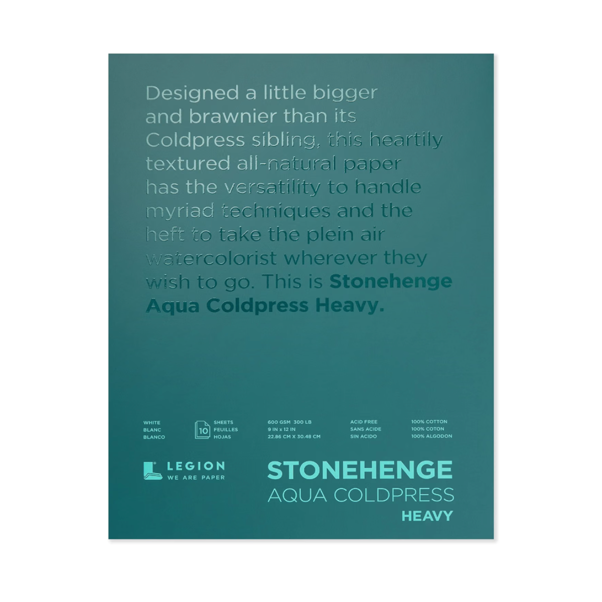 Stonehenge Aqua Watercolour Block White CP 300lb 100% Cotton 9x12" 15 Sheets {SPECIAL ORDER}