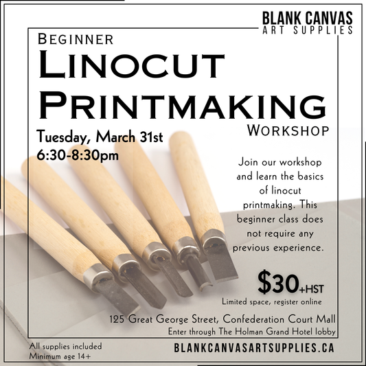 Beginner Lino Printmaking March 31st 6:30-8:30pm