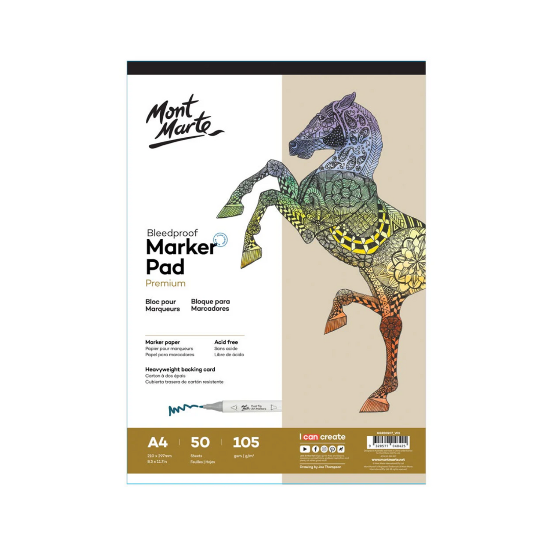 Mont Marte Bleedproof Marker Pad 8.3x11.7" 50 sheets