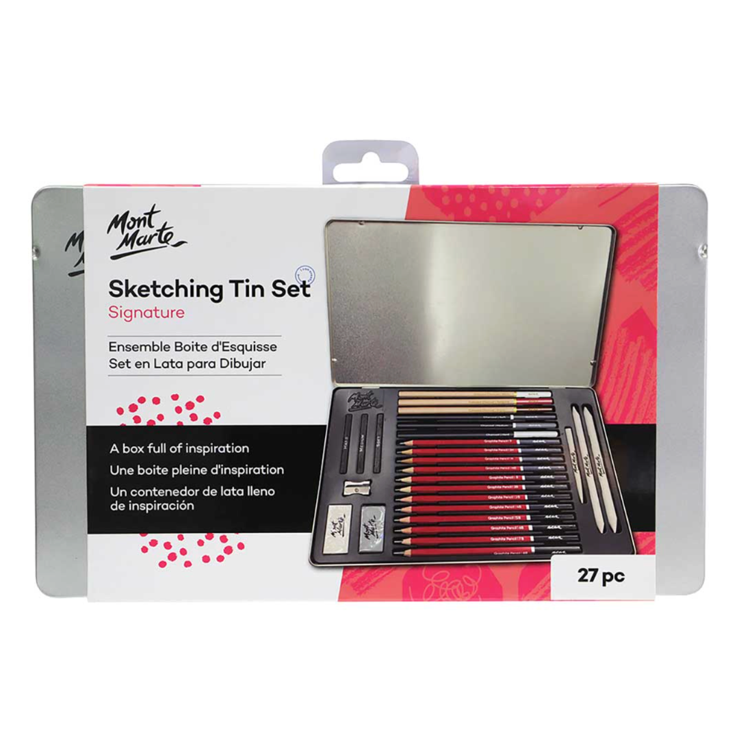 Mont Marte Sketching Tin Gift Set (26 pieces)