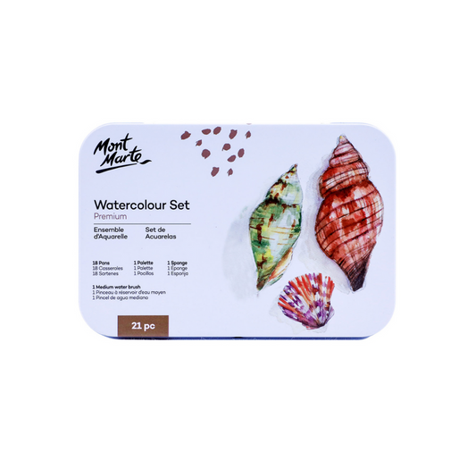 Mont Marte Beginner Watercolour Set of 21 Tin