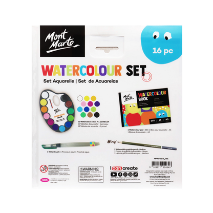 Mont Marte Introductory Watercolour Set w/16 pieces (Kids)