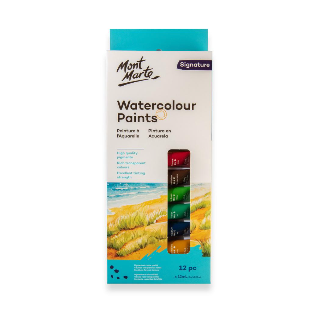 Mont Marte Watercolour Paint Set of 12 Tubes (12ml)
