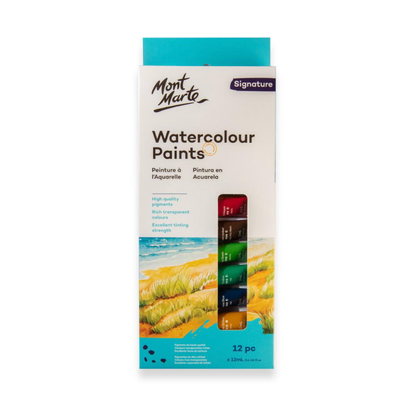 Mont Marte Watercolour Paint Set of 12 Tubes (12ml)