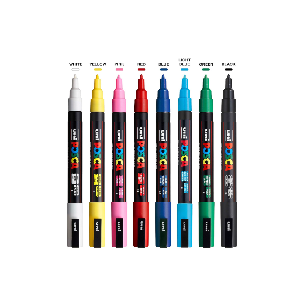 Posca Colours Set POSCA Paint Marker Sets of 8 Colours – Blank Canvas Art Supplies