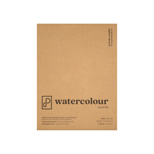Prism Studio Watercolour Pad 9x12" CP 140lb 12 Sheets Glue-Bound