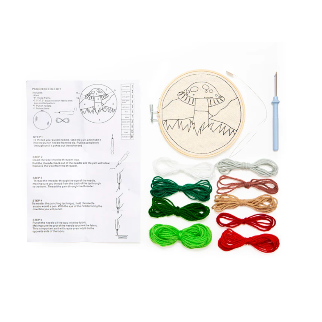 Kikkerland Punch Needle Kit - Mushroom