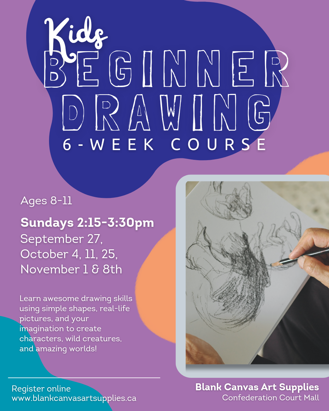 Kids Beginner Drawing Course - 6 Weeks - Fall Term