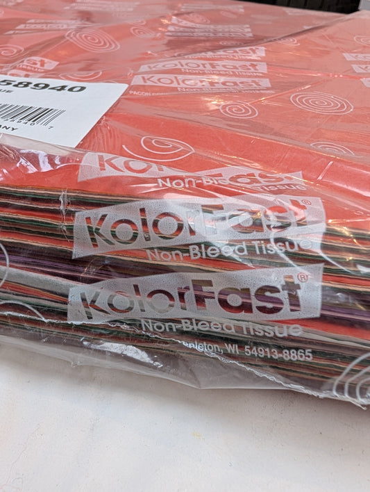 KolorFast Craft Tissue Paper (non-bleeding) 480 Sheets 20x30" 10 assorted colours (CANNNOT BE SHIPPED)