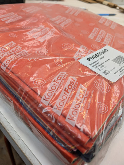 KolorFast Craft Tissue Paper (non-bleeding) 480 Sheets 20x30" 10 assorted colours (CANNNOT BE SHIPPED)