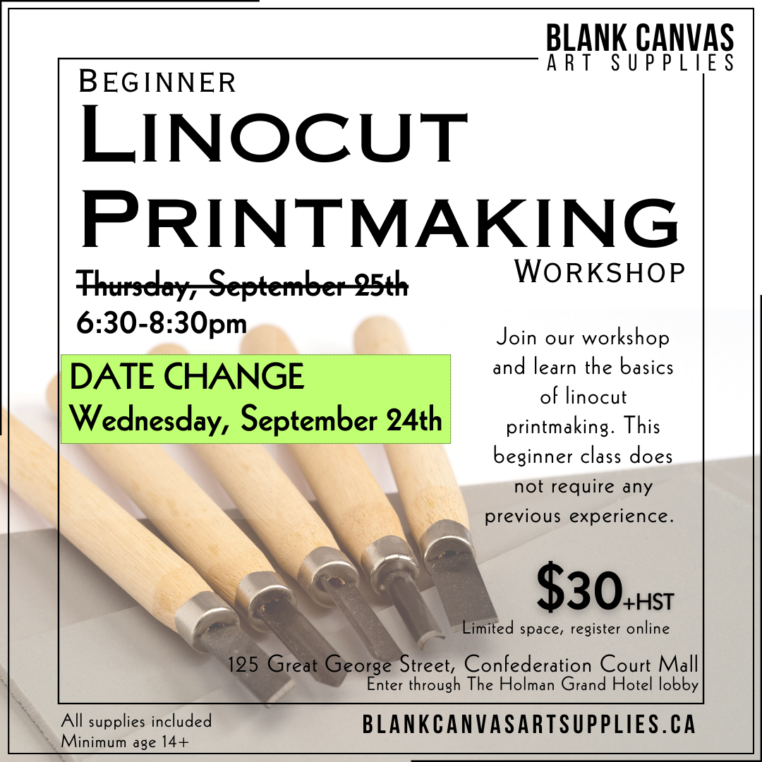 Beginner Lino Printmaking September 24th (DATE CHANGE) 6:30-8:30pm