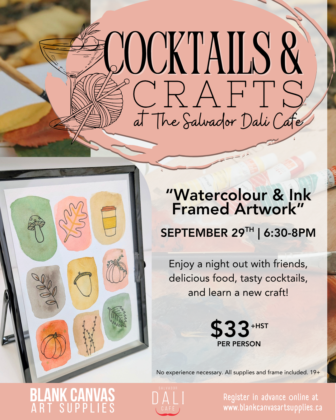 Cocktails & Crafts: Tuesday, September 29th 6:30-8pm @ The Dali Cafe
