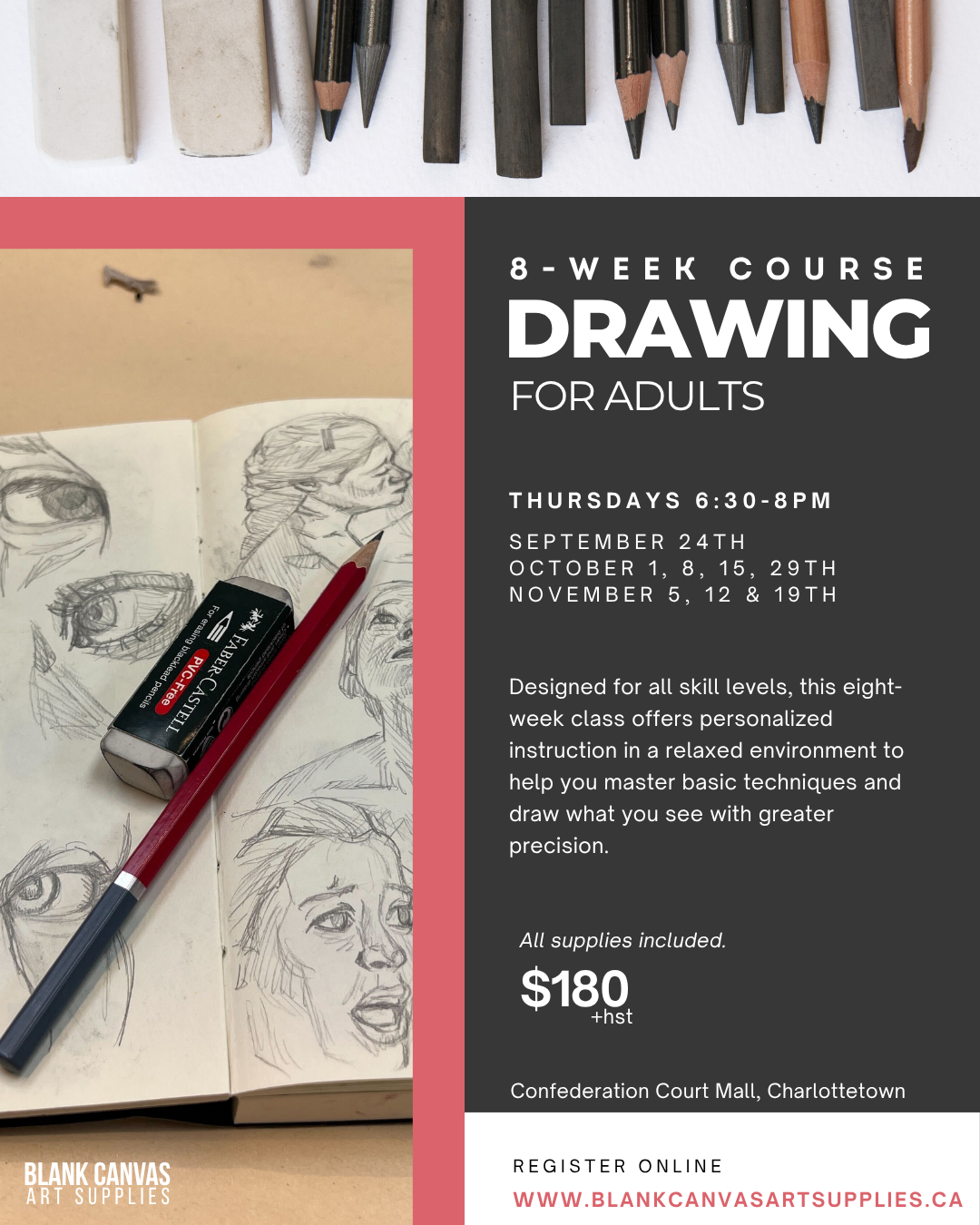 Adult Beginner Drawing Course (8 Classes) - Fall Term
