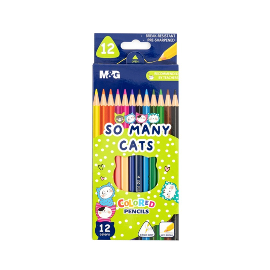 So Many Cats Triangular Coloured Pencil Set of 12
