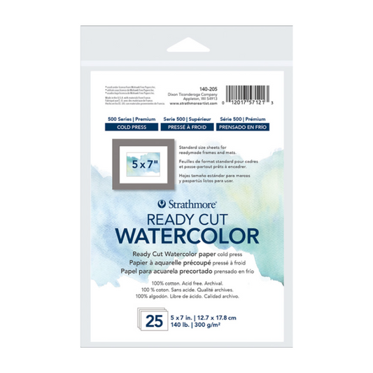 Strathmore Series 500 Ready Cut Watercolour Paper CP 25 Sheets 5x7" 100% Cotton