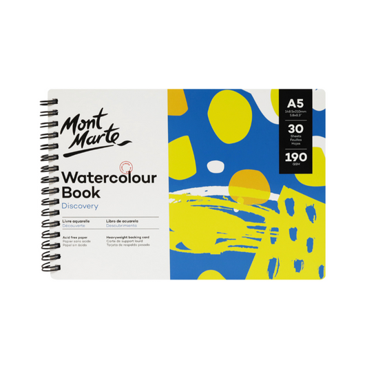 Mont Marte Kids Watercolour Book 5.5x8.3" 190gsm 30 Sheets