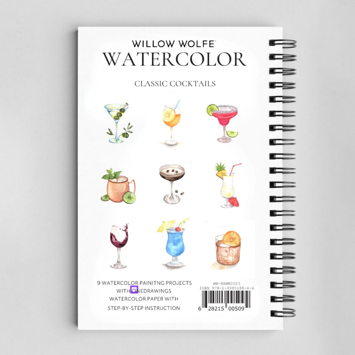 Willow Wolfe: Classic Cocktails Watercolour Workbook
