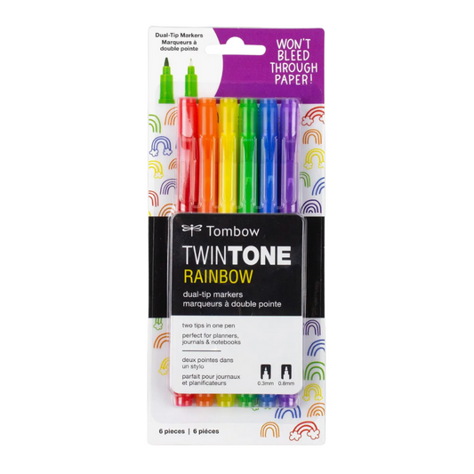 Tombow TwinTone Marker Rainbow Set of 6