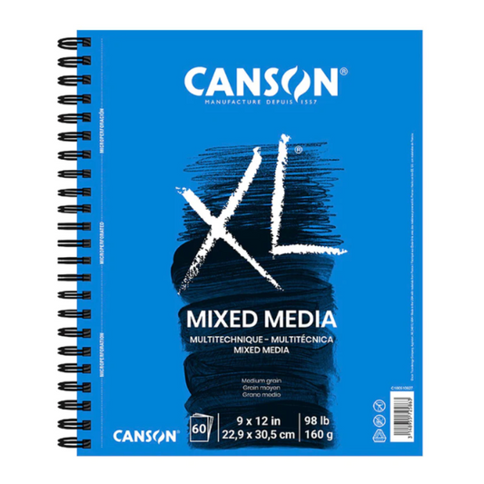 Canson XL Mixed Media Pad Sidewire 9x12" 98lb 60 Sheets