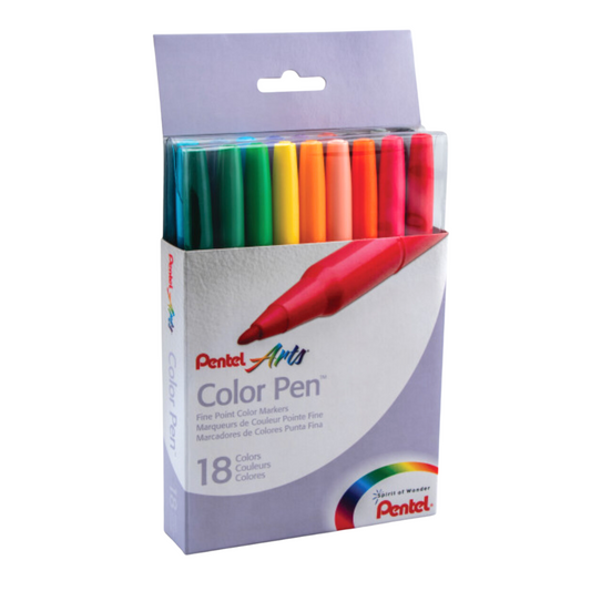 Pentel Arts Colour Pen 18-Colour Set