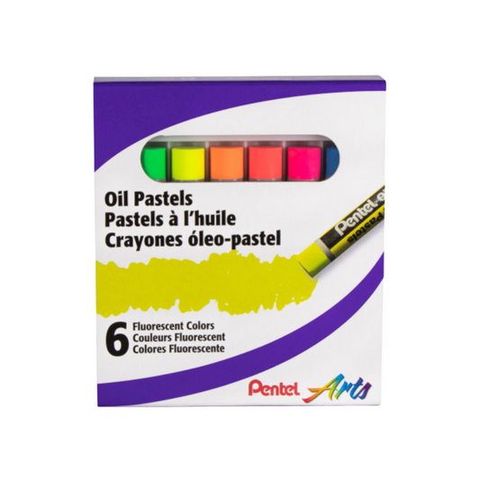 Pentel Arts Fluorescent Oil Pastels Set of 6 Colours